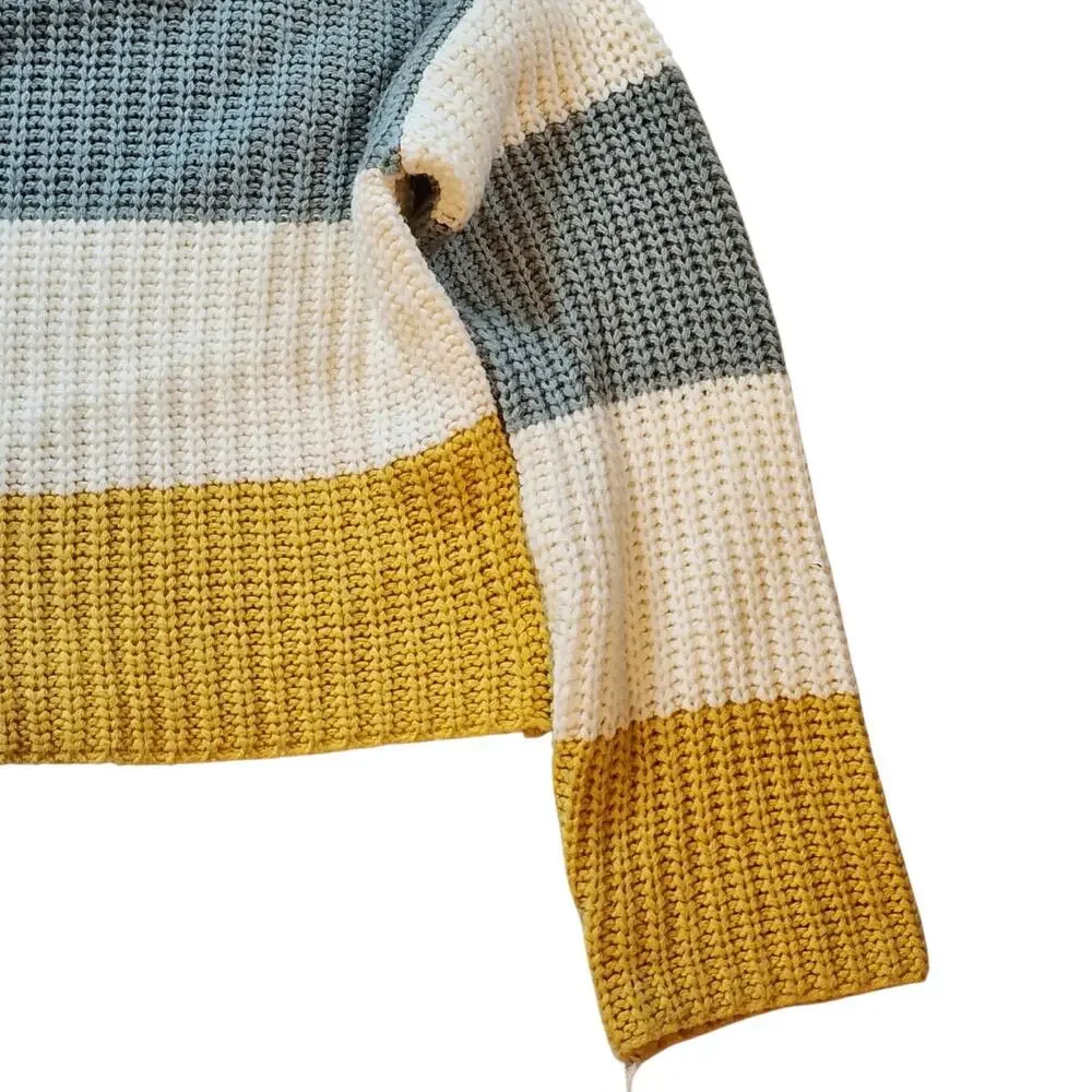 Sincerely Jules Womens Pullover Crop Sweater Size XS Colorblock Boxy Oversized
